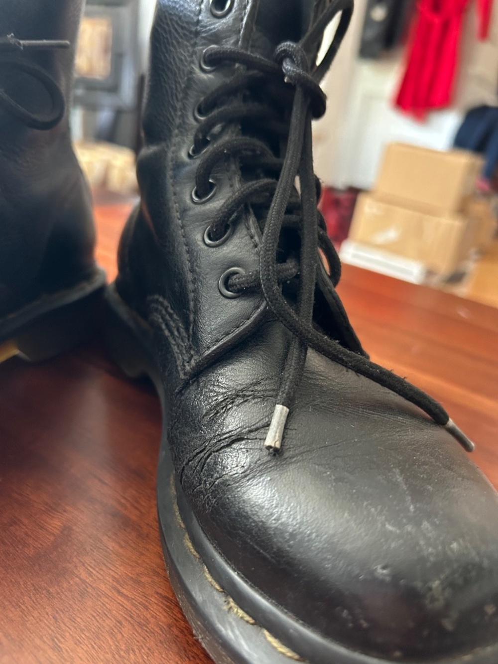• Dr. Martens 1460 Pascal Black Soft Leather Lace Up Combat Boots Size US 7 / EU - Picture 4 of 6
